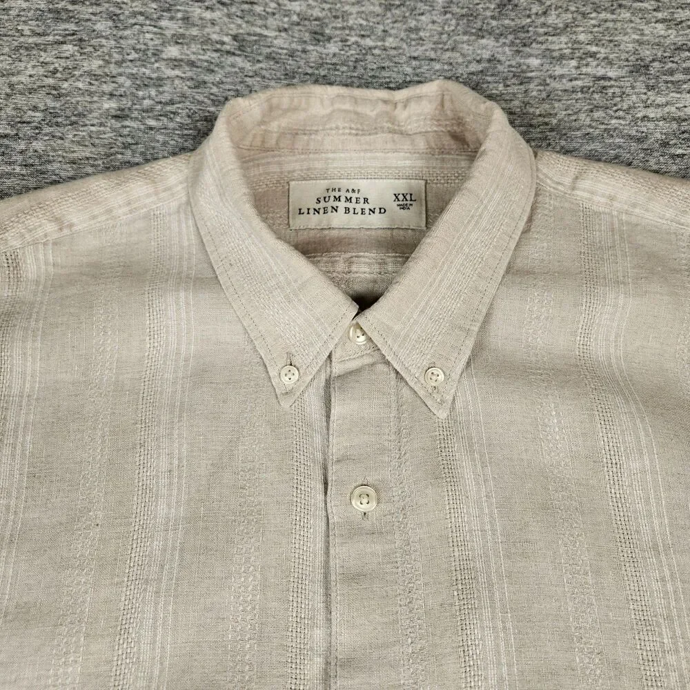 The A&F Summer Linen Blend Men's XXL Cream Camp Button Up Casual Beach Preppy
